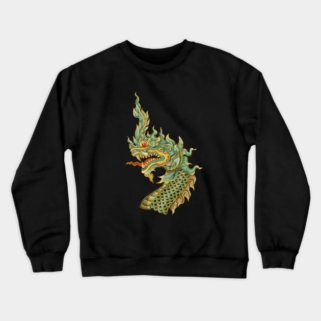 Thai art Naga head. Crewneck Sweatshirt by Lewzy Design